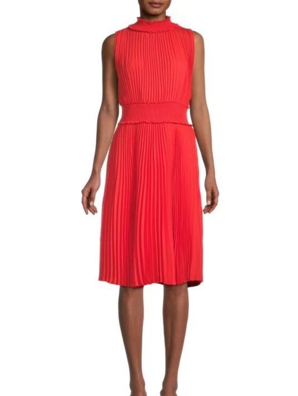 NWT Nanette Lepore Saffron Sun High Neck Smocked Pleated Midi Dress Size 14 - Picture 13 of 13
